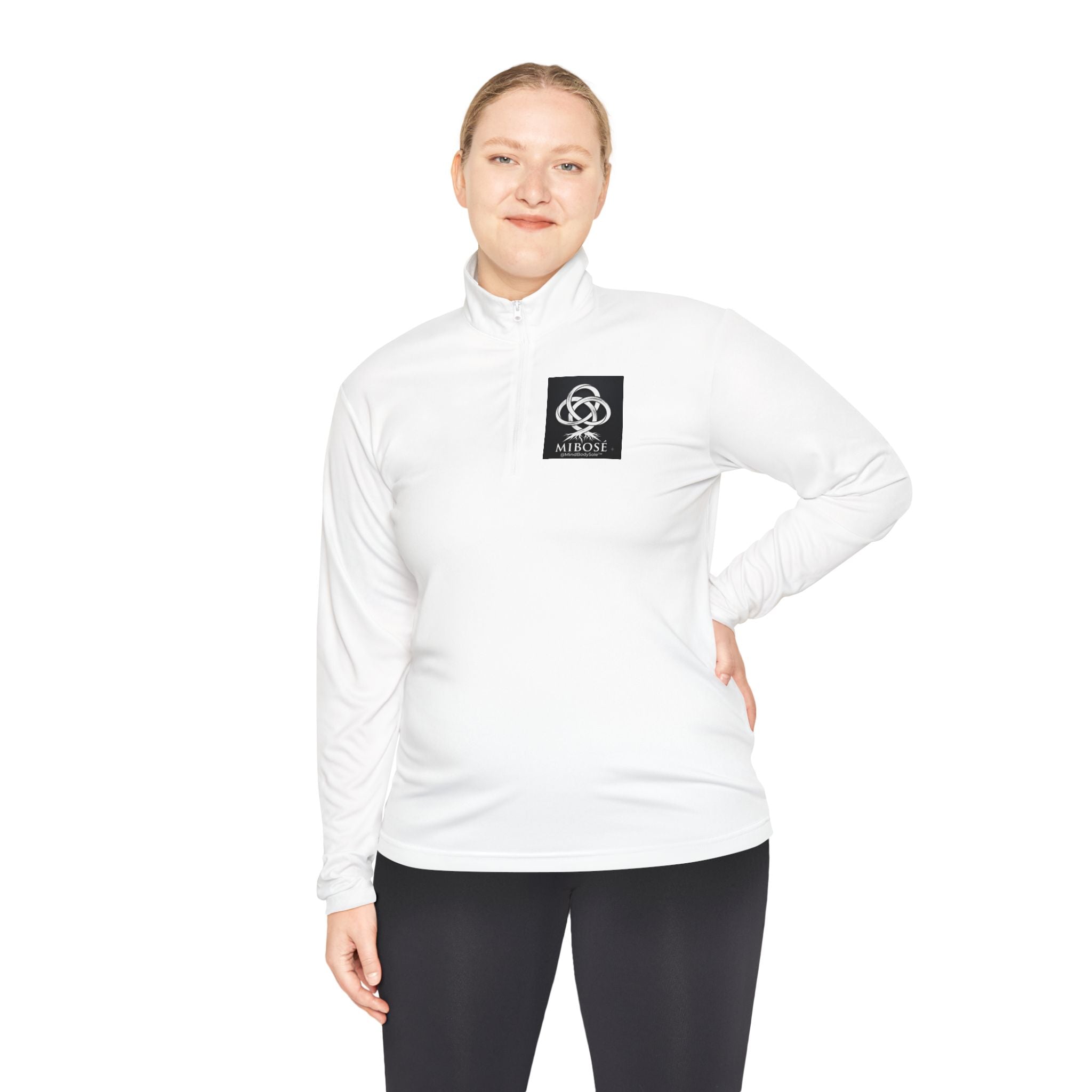 Quarter-Zip Pullover with Celtic Knot Logo – Minimalist Monochrome Athletic Top