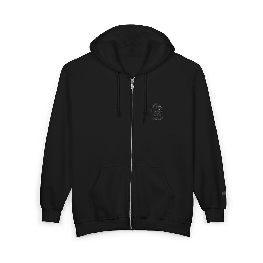 MIBOSÉ Skull & Crossbones Mini Logo Zip Hooded Sweatshirt