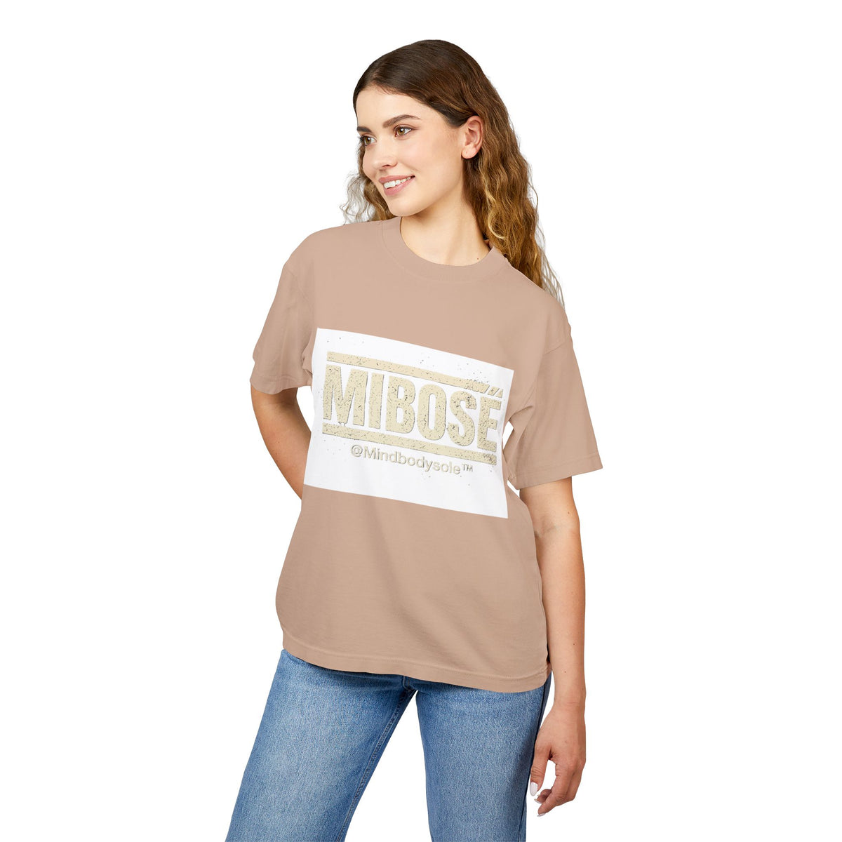 MIBOSE Tee — Retro Beige Graphic T‑Shirt
