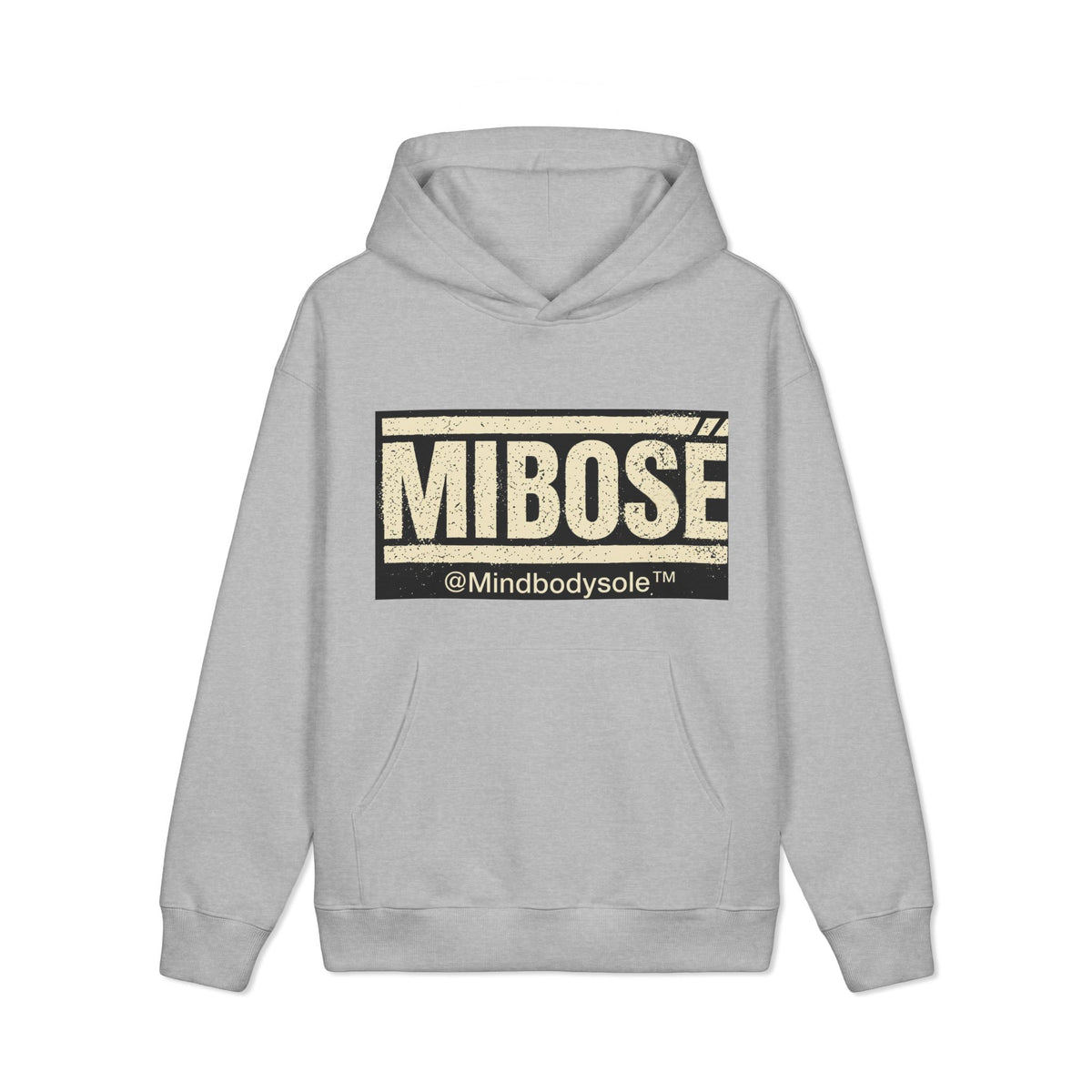 Mibose Embossed Logo Hoodie — Minimal Cream Heavyweight Pullover