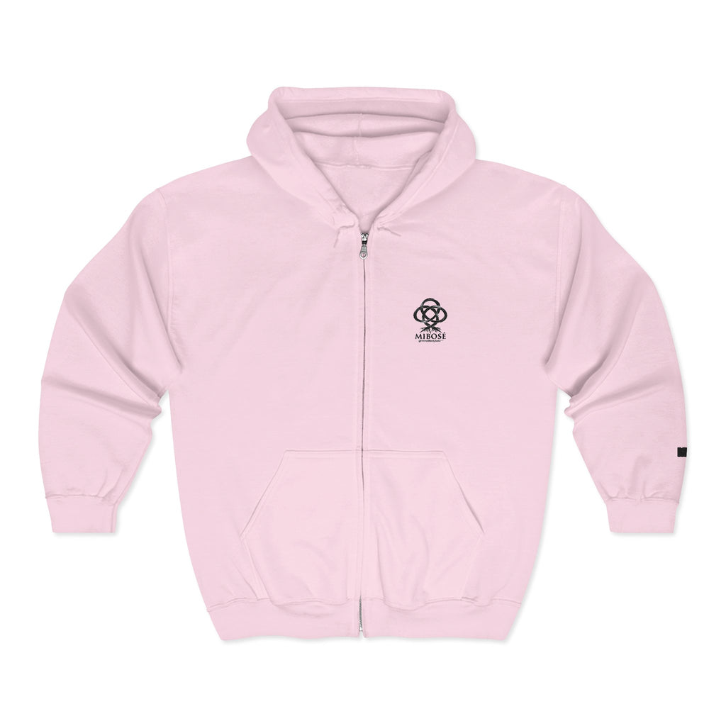 MIBOSÉ Skull & Crossbones Mini Logo Zip Hooded Sweatshirt