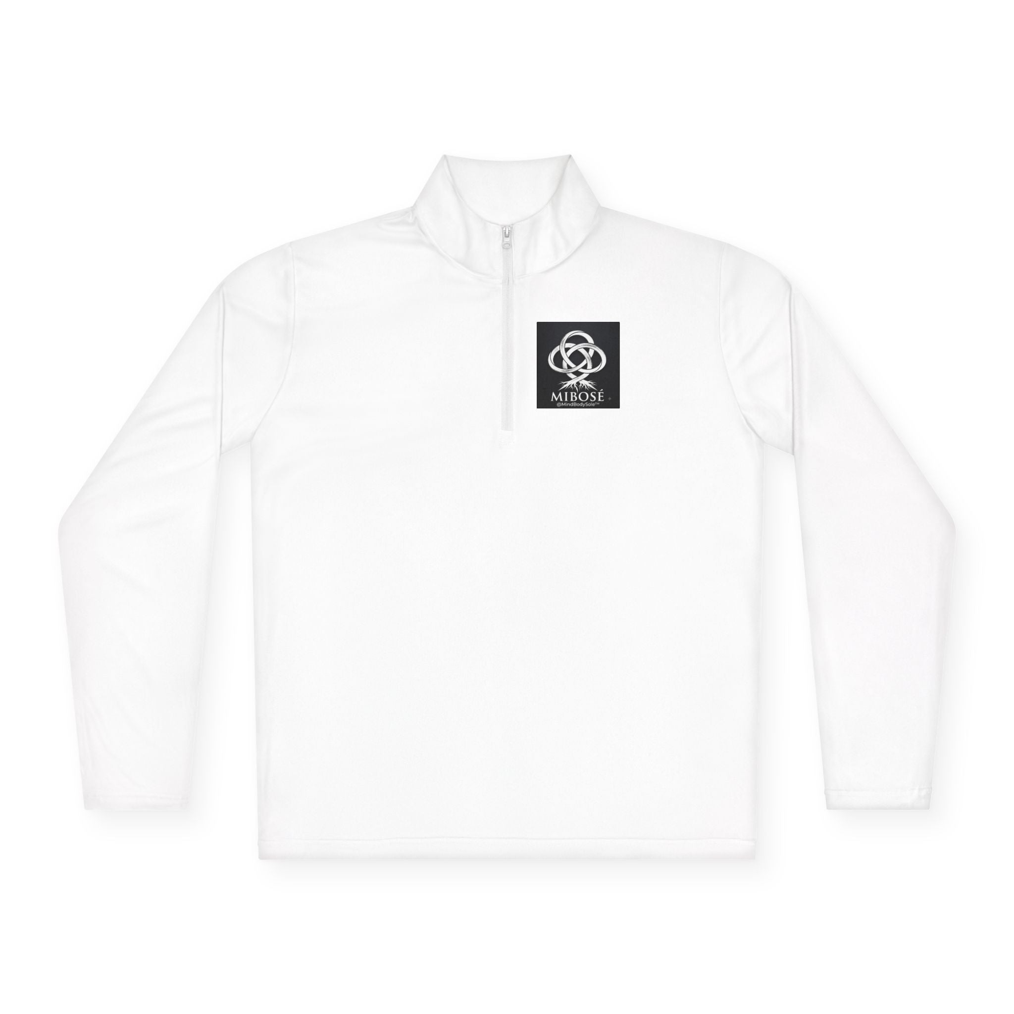 Quarter-Zip Pullover with Celtic Knot Logo – Minimalist Monochrome Athletic Top
