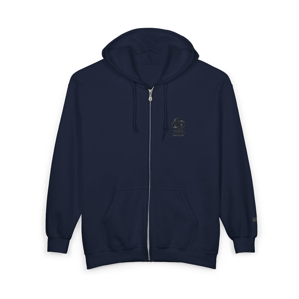 MIBOSÉ Skull & Crossbones Mini Logo Zip Hooded Sweatshirt