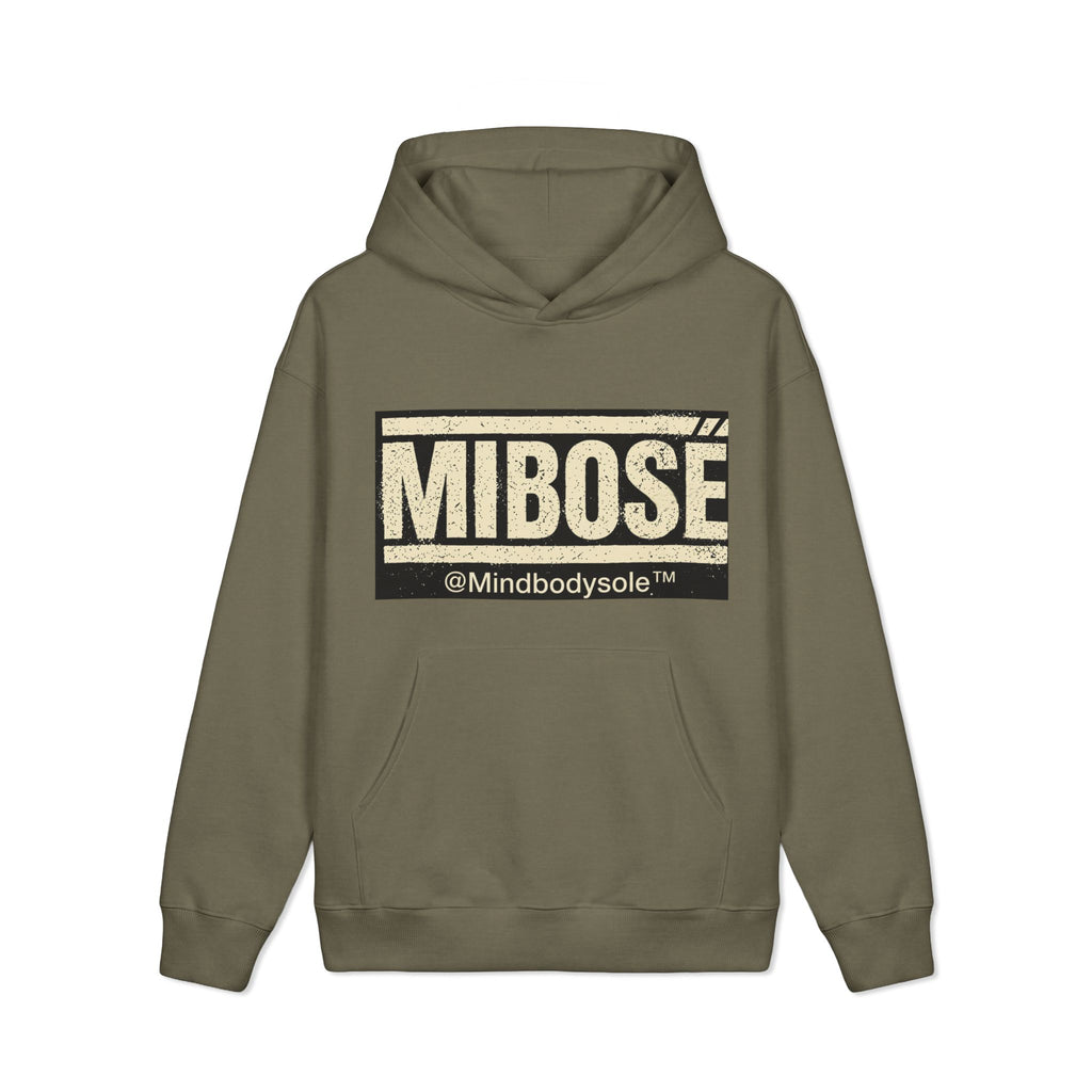Mibose Embossed Logo Hoodie — Minimal Cream Heavyweight Pullover