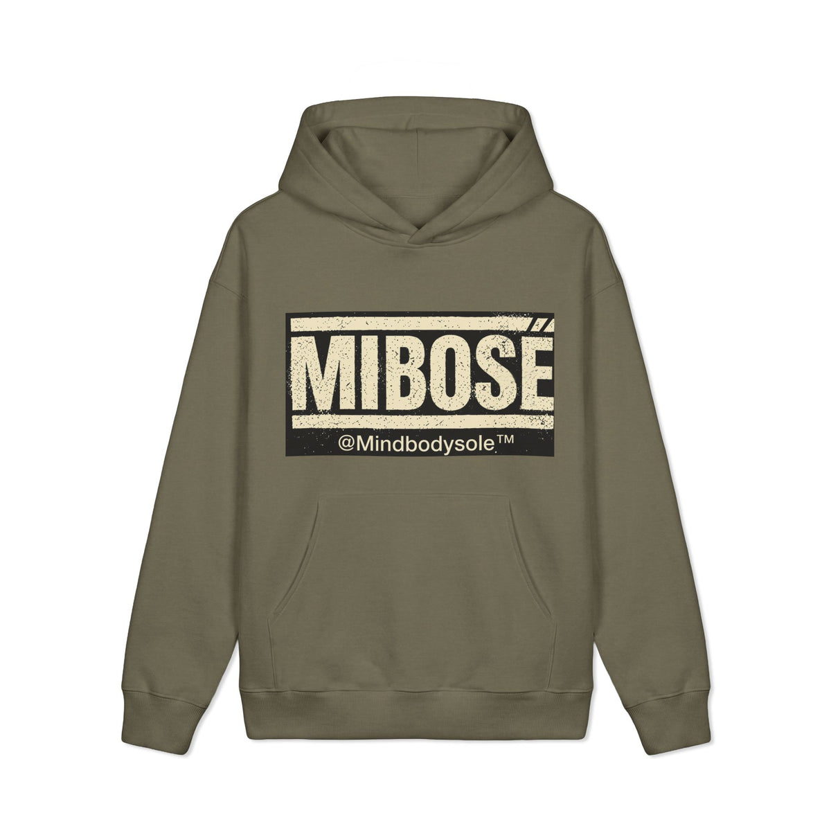 Mibose Embossed Logo Hoodie — Minimal Cream Heavyweight Pullover