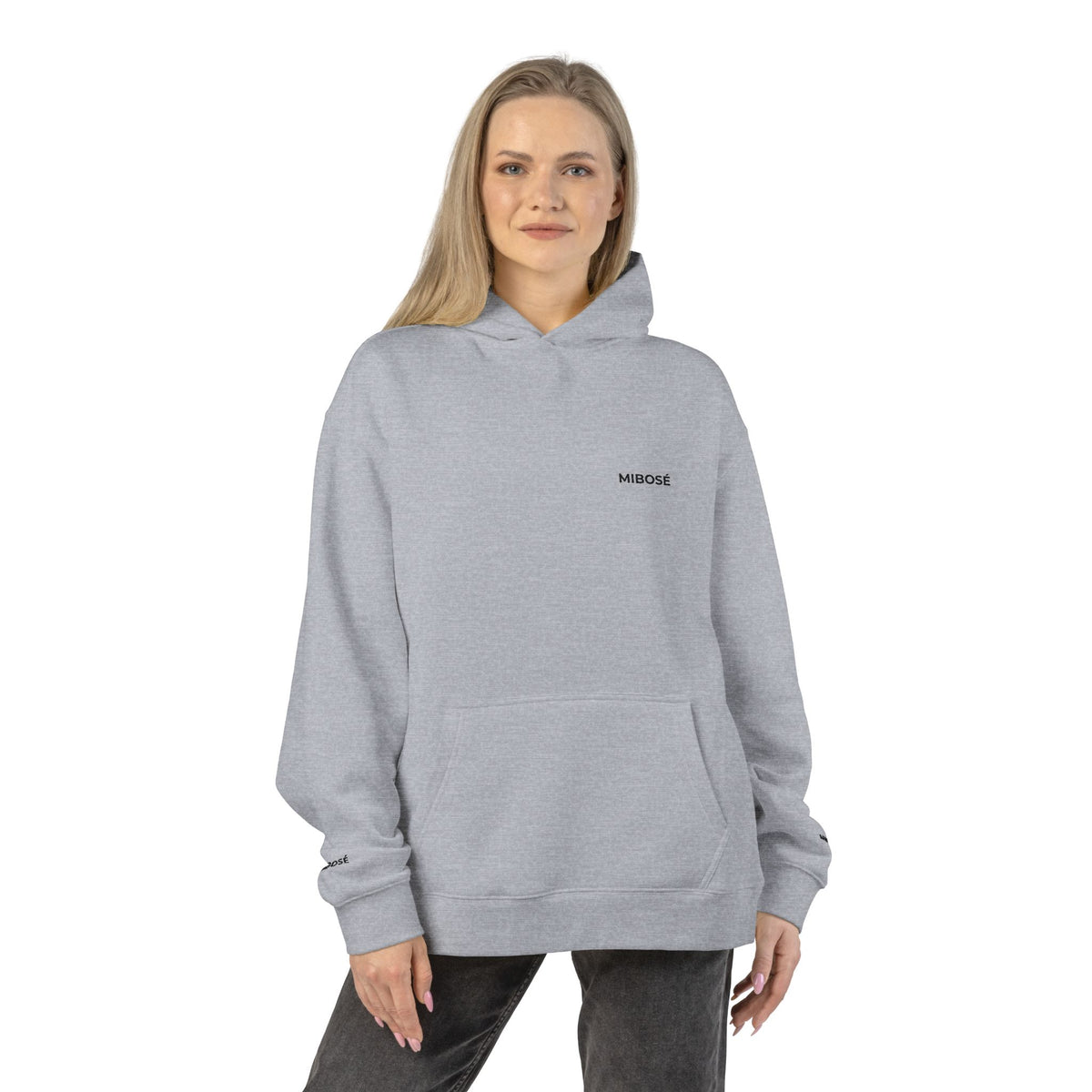 Relaxed Hoodie — Minimalist Black Embroidered Logo Hoodie