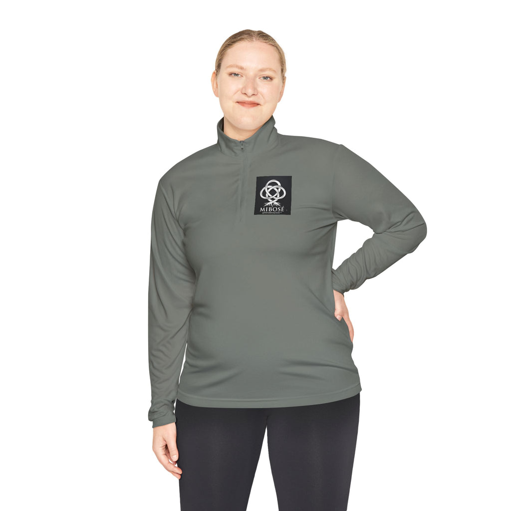 Quarter-Zip Pullover with Celtic Knot Logo – Minimalist Monochrome Athletic Top