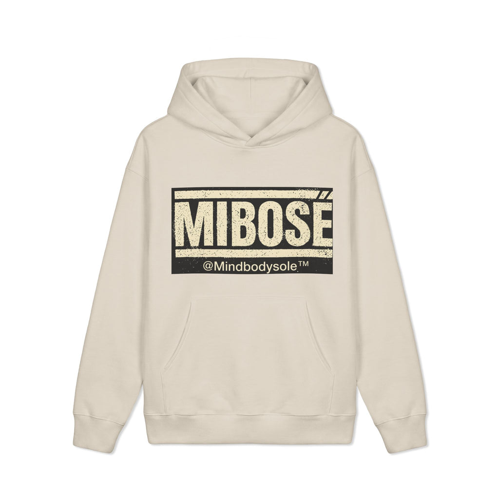 Mibose Embossed Logo Hoodie — Minimal Cream Heavyweight Pullover