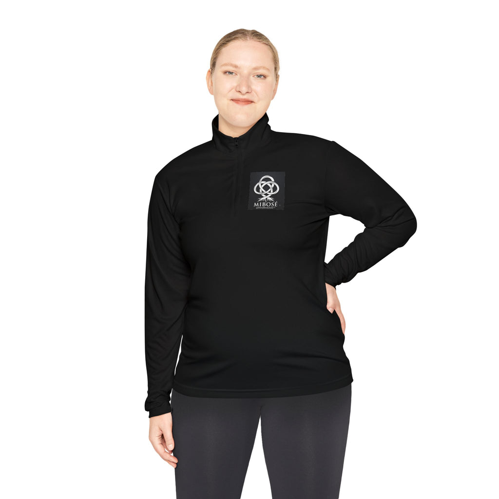 Quarter-Zip Pullover with Celtic Knot Logo – Minimalist Monochrome Athletic Top