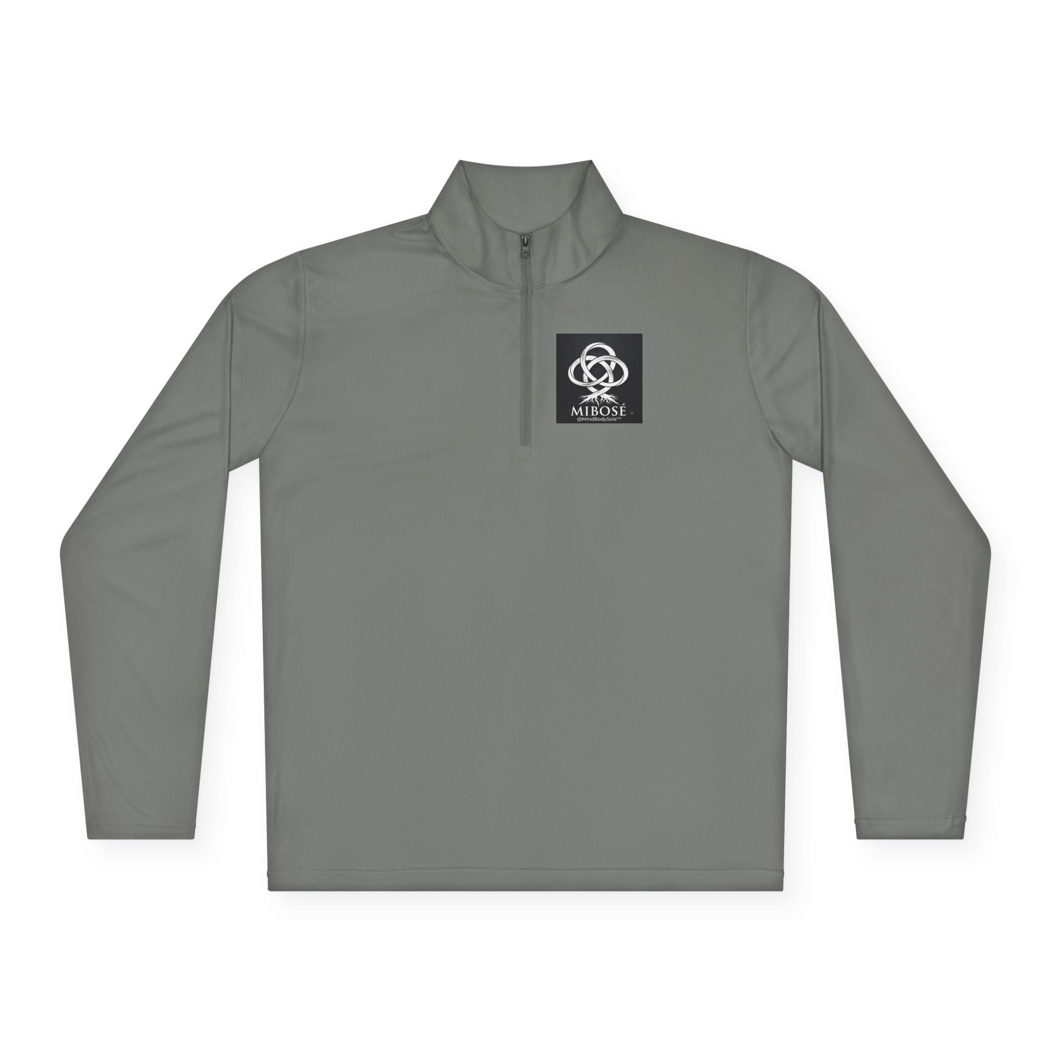 Quarter-Zip Pullover with Celtic Knot Logo – Minimalist Monochrome Athletic Top