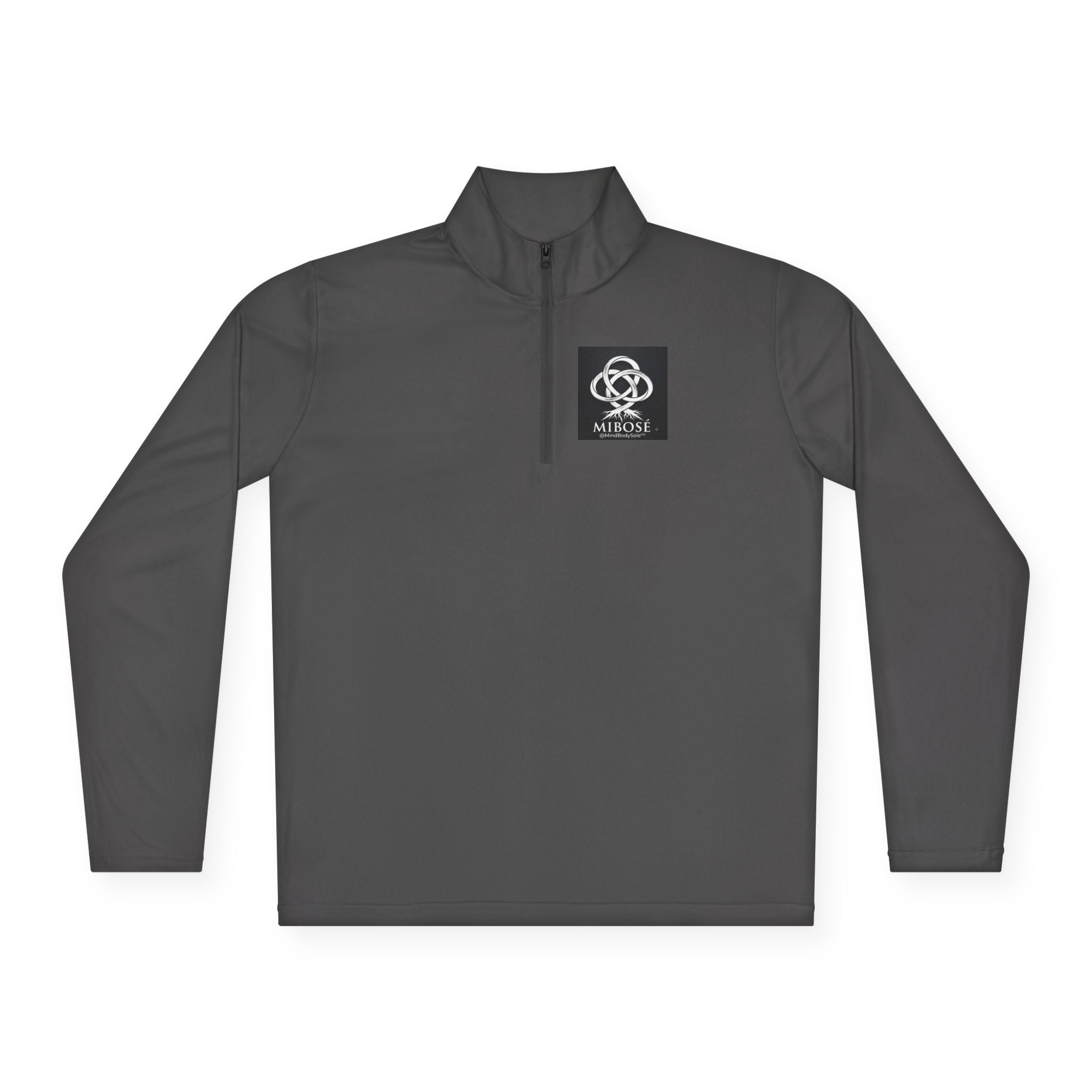Quarter-Zip Pullover with Celtic Knot Logo – Minimalist Monochrome Athletic Top