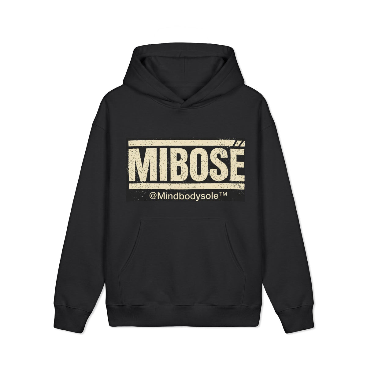 Mibose Embossed Logo Hoodie — Minimal Cream Heavyweight Pullover